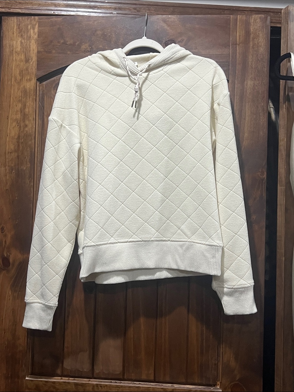 Avalanche Quilted Cream Hoodie Sweatshirt